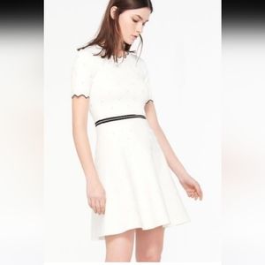 *sold* Sandro Dafne dress, white knit with black trim, size 1 US S EUC 😍